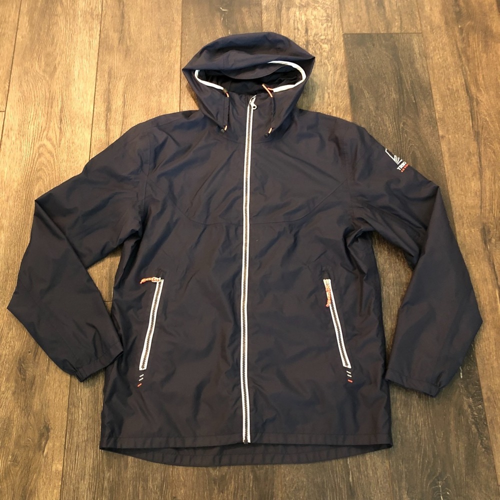 TRIBORD Decathlon Sailing 100 Hooded Rain Jacket Navy Blue Medium Waterproof